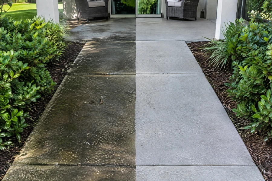 Jacksonville concrete cleaning before and after
