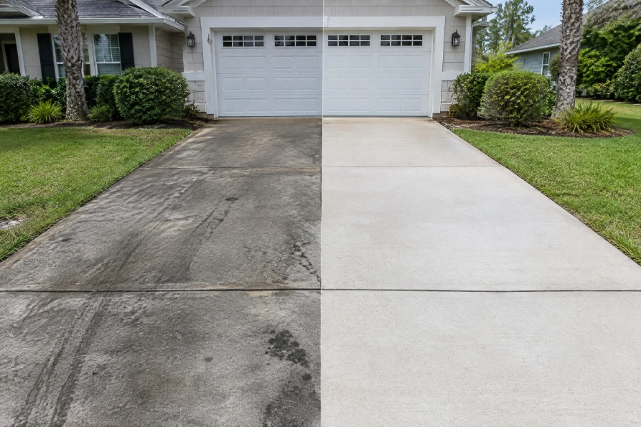Jacksonville driveway cleaning before and after