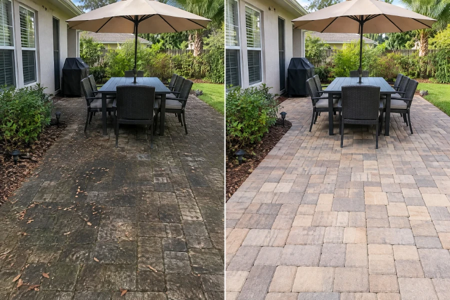 Jacksonville patio cleaning before and after